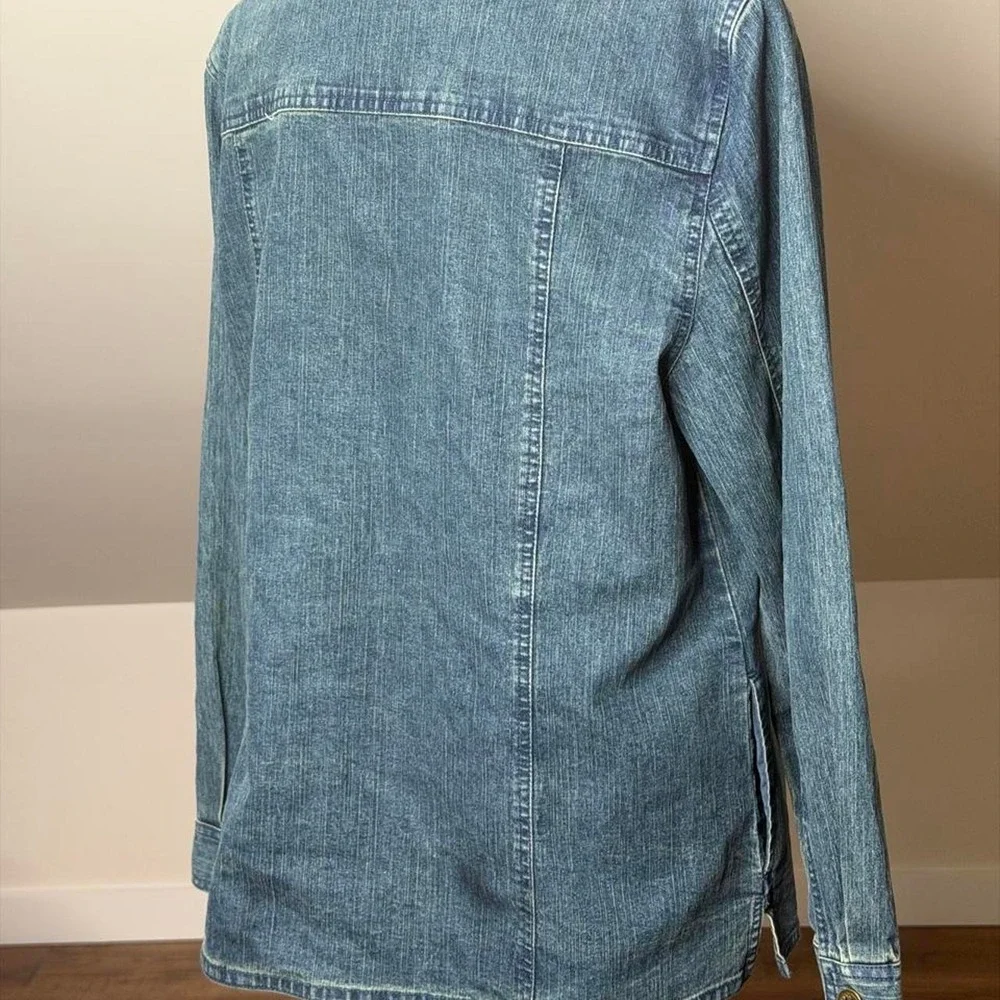 BOHO Alfred Dunner Boho Embroidered Denim Shacket Y2K Festival Size 12
